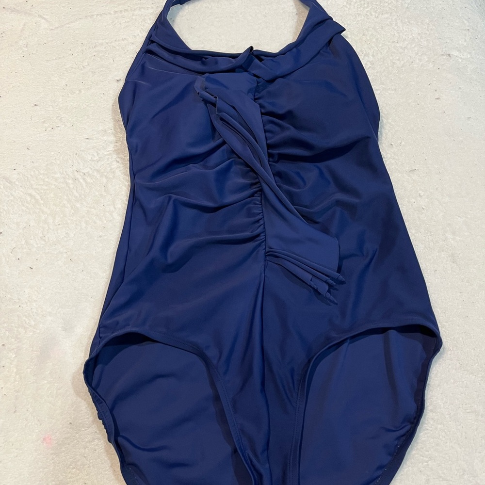 Merona Blue One Piece Swimsuit with Ruched Front